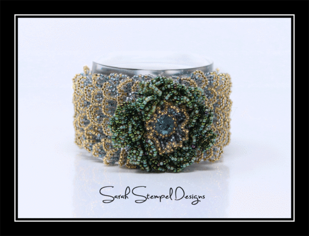 Lacy Focal Beaded Flower Bracelet